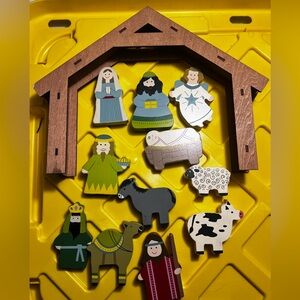 Colorful Wooden Nativity Scene